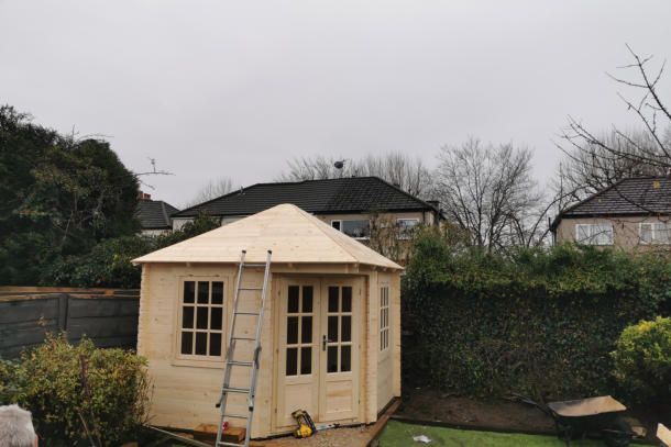 Timber garden room under construction